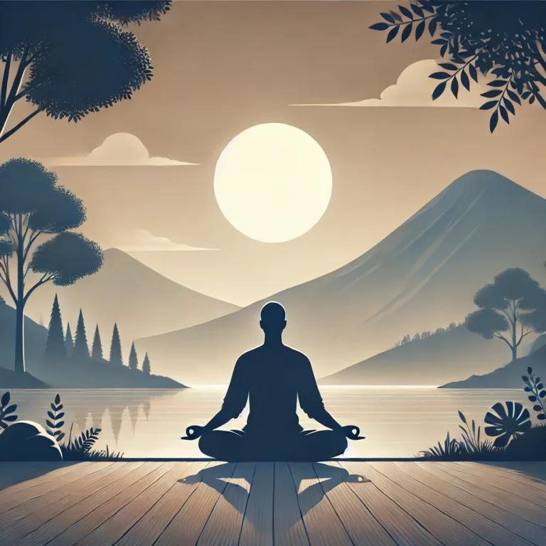 Pessoa meditando em um cenário calmo, com luz suave, representando técnicas de meditação para ansiedade e relaxamento.